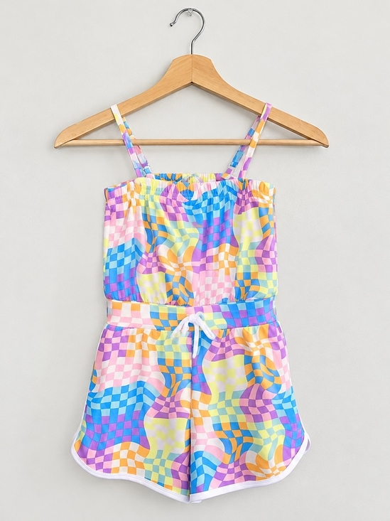 UKids Other - NWT Girls' Pastel Checkerboard Romper Sz S Vacation Beach Days Summer